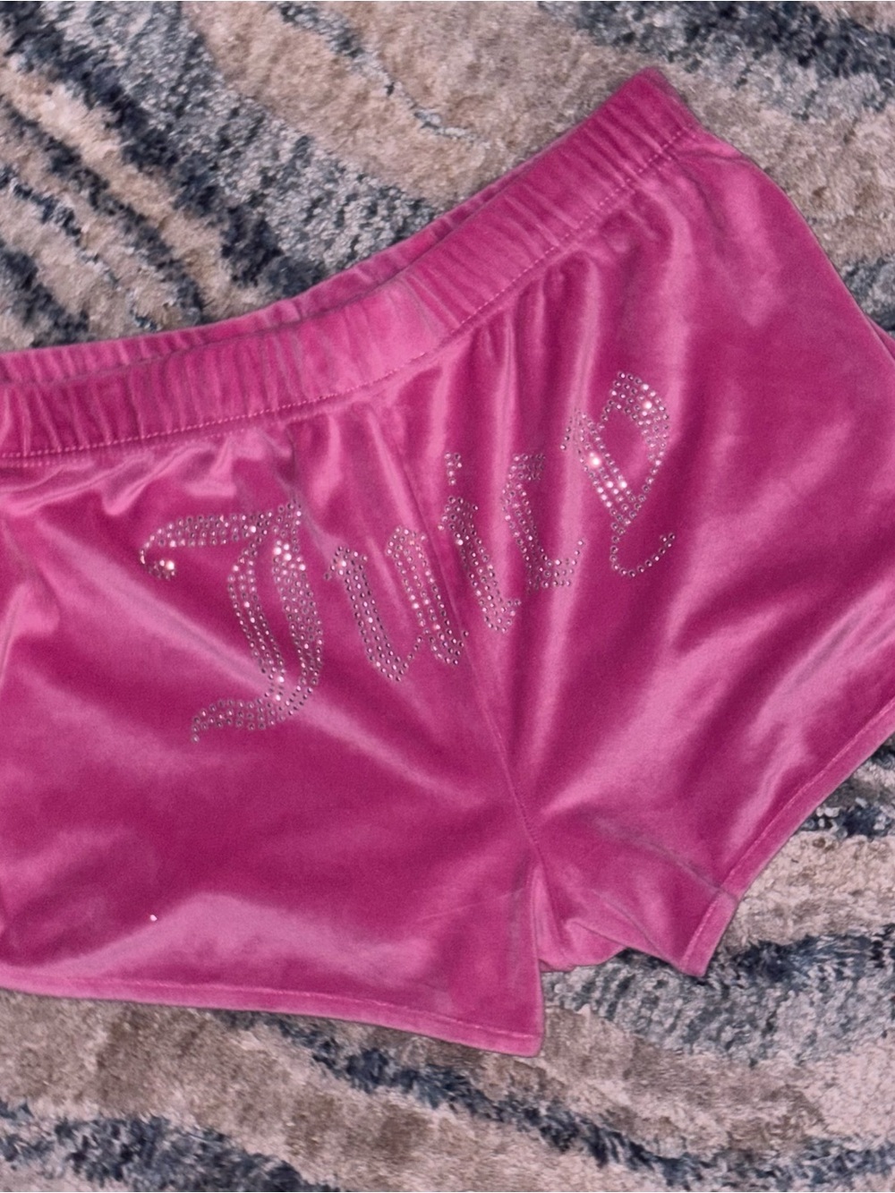 Juicy Couture Hot Pink Velour Rhinestone Logo Shorts